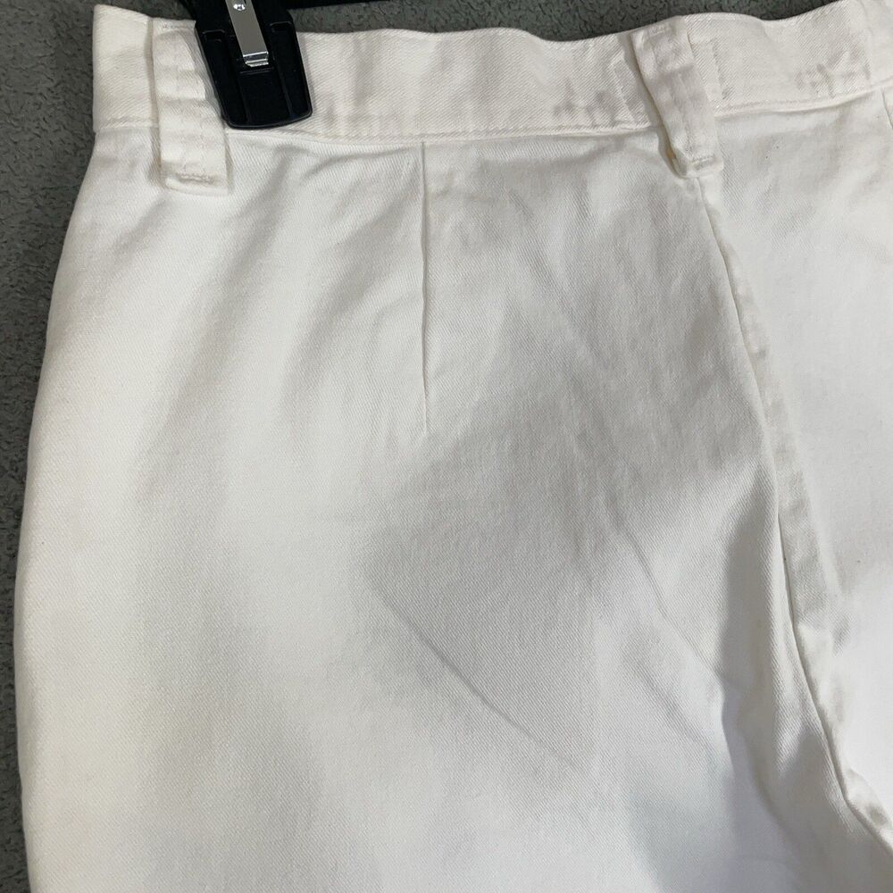 Riders Casuals White Denim Bermuda Shorts High Waist Cuffed Women's 10M Cotton - Picture 11 of 13
